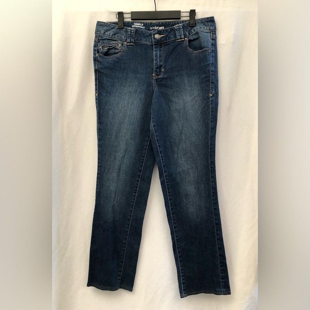 Lane Bryant Simply Straight Jeans High Rise Dark Blue Wash Size 16 Average